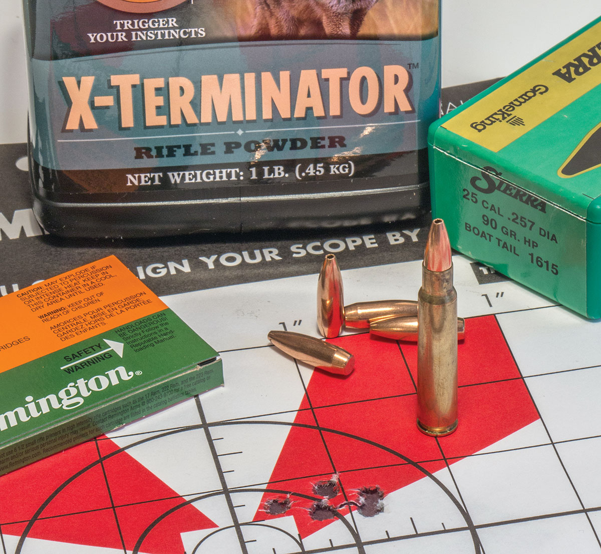 The Sharps Rifle Company suggested Ramshot X-Terminator as a propellant for the 25-45. Testing proved that Accurate 2200 was a better, all-around option.